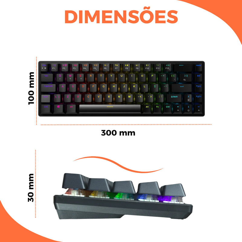 Teclado Mecânico TITORION 60% - Teclas Hot-Swappable
