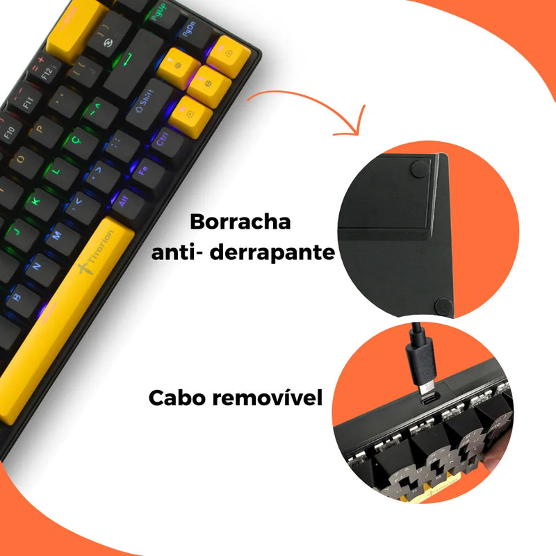 Teclado Mecânico TITORION 60% - Teclas Hot-Swappable
